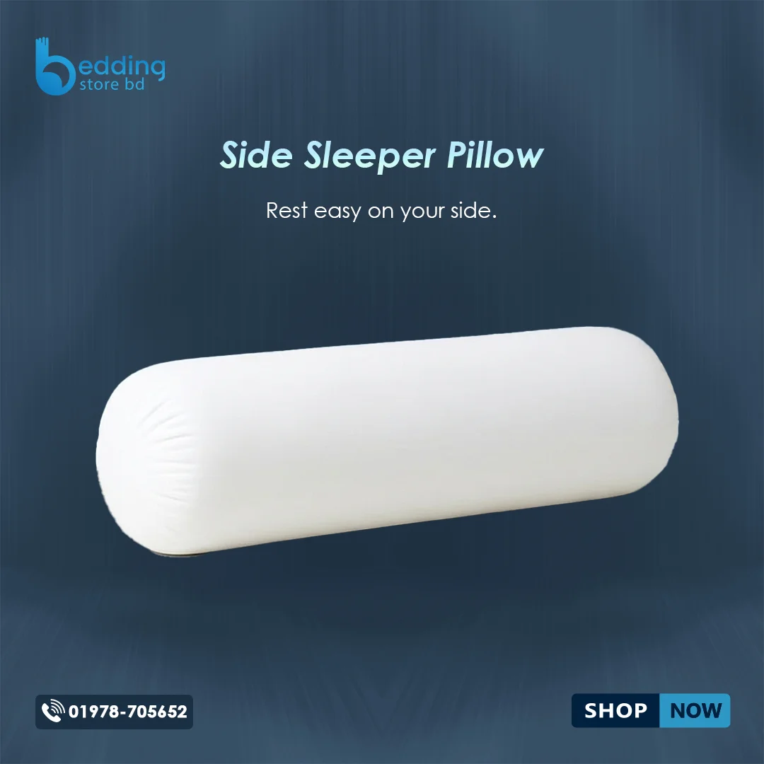 Best side sleeper pillow bolster with soft cotton cover on white background