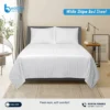 Luxury white stripe bed sheet with premium satin weave
