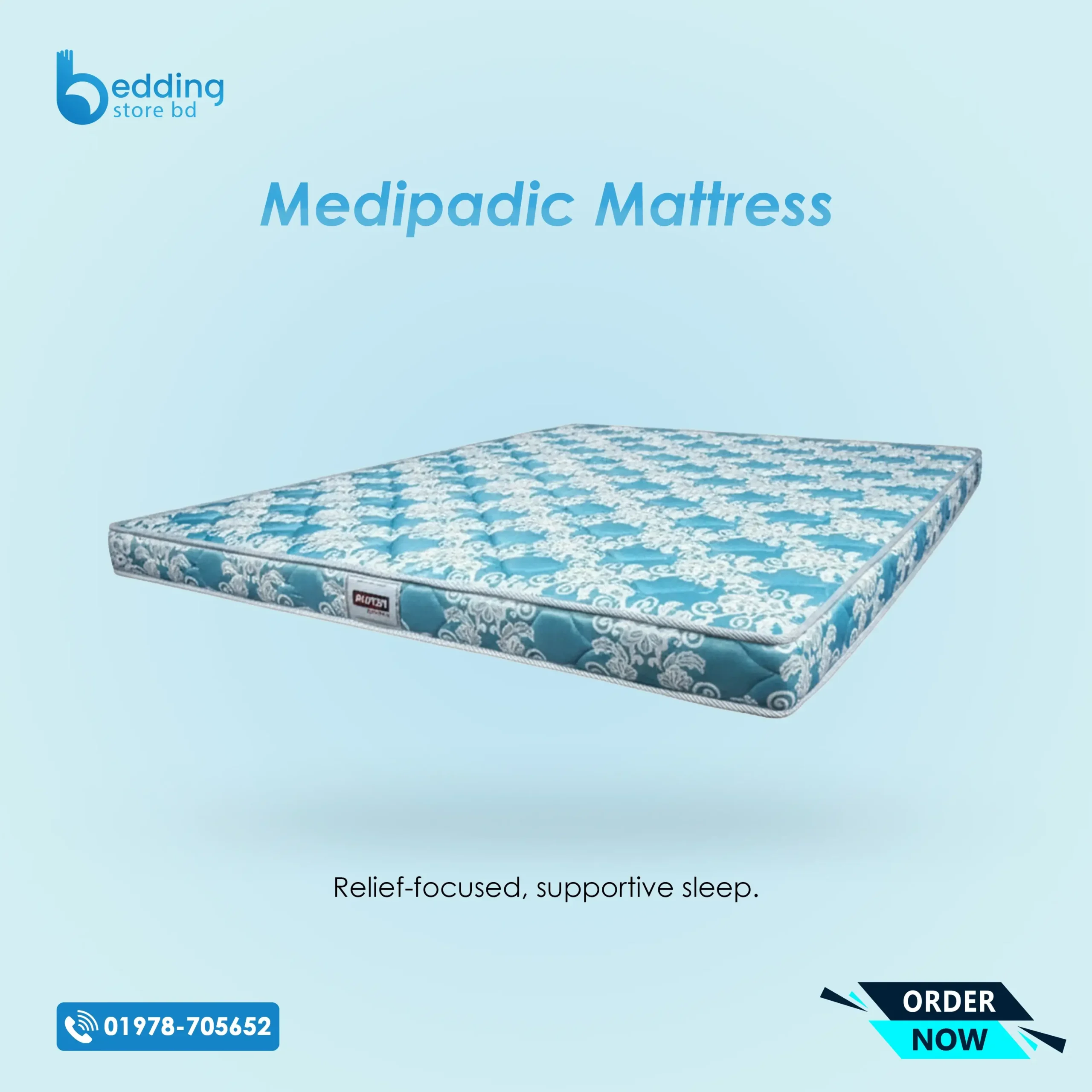 Medipadic Mattress top view with firm layers for back pain relief