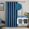 Premium Blackout Curtain Blue - A peaceful dark bedroom during daytime thanks to blackout drapes