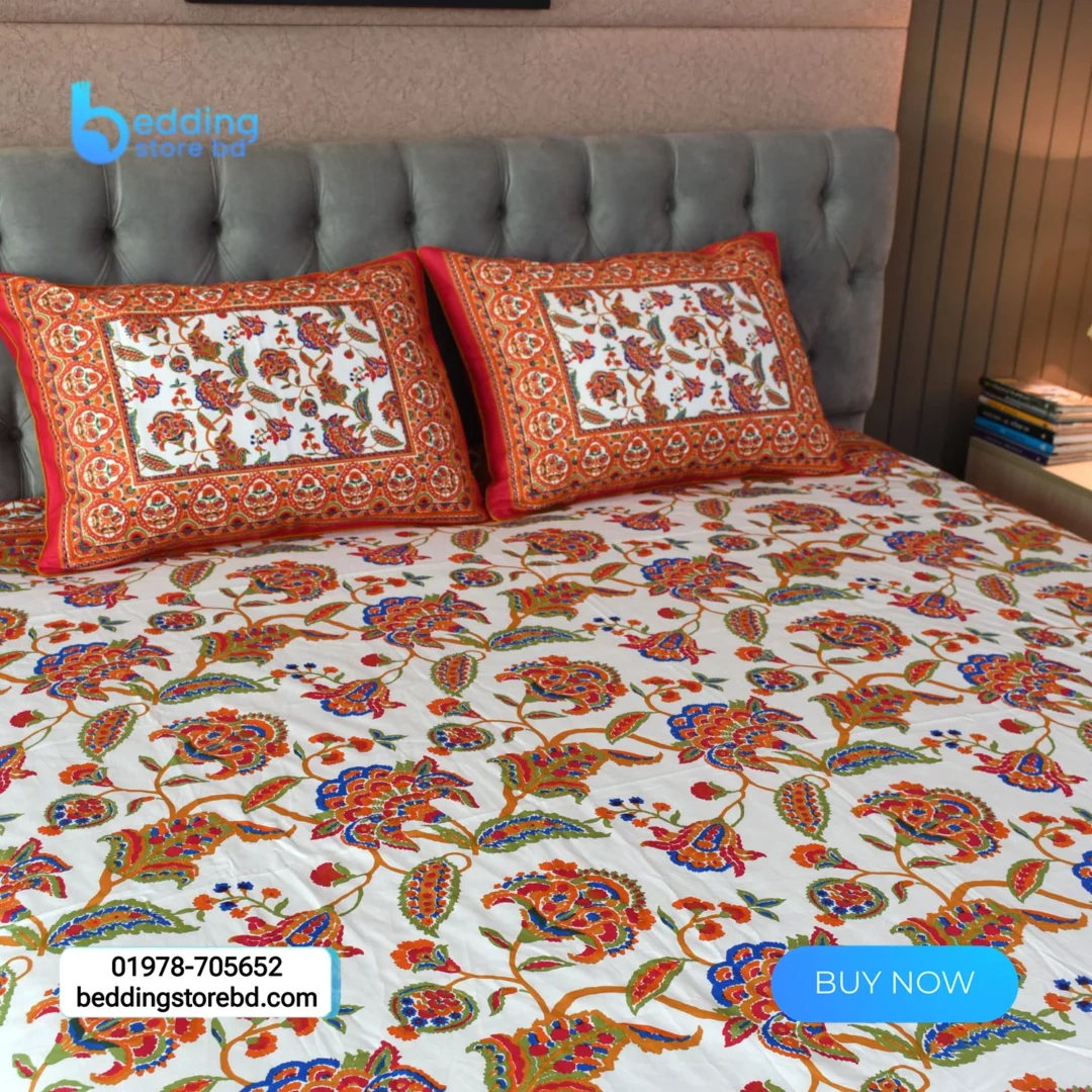 Blossom Dreams Print Bed Sheet – Persian Red (3)