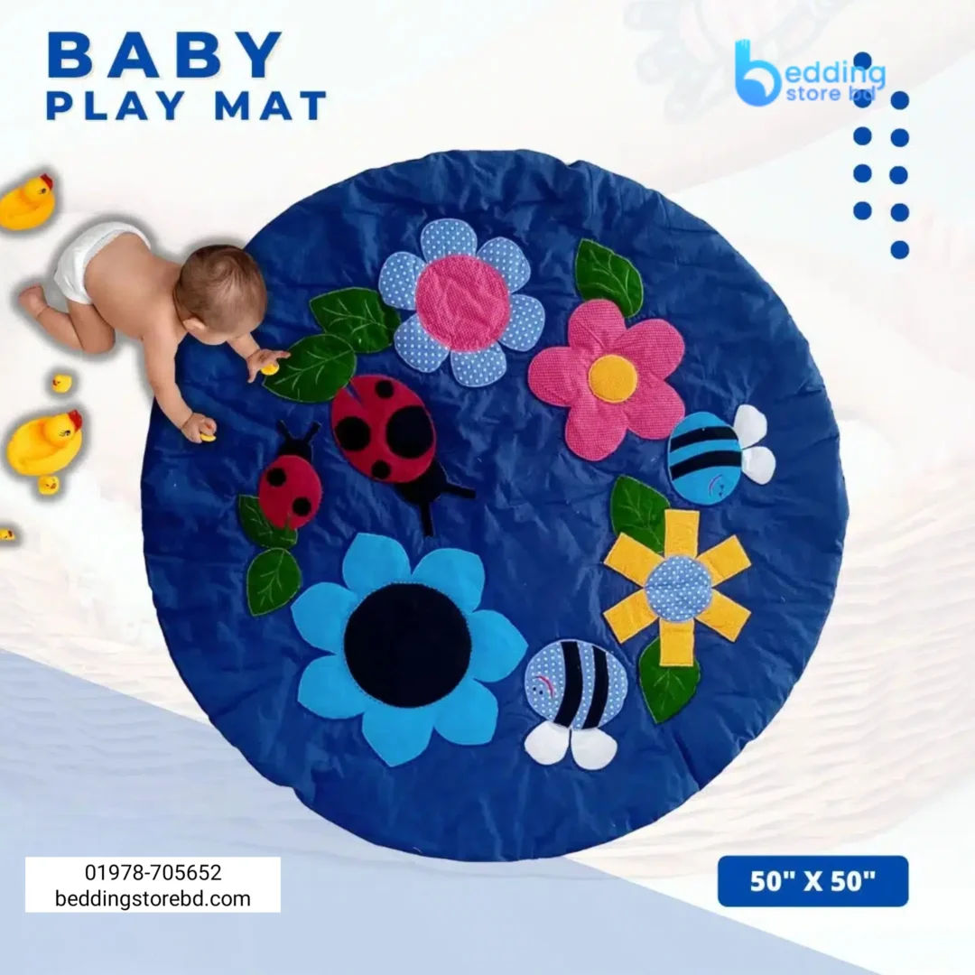 Blue Applique Baby Playmat