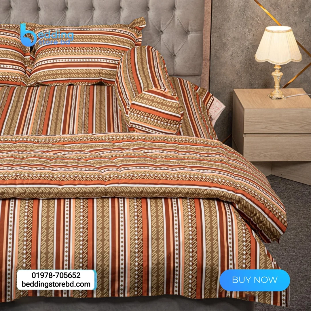 Brown Stripe Printed Bedsheet