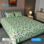 China Rose Print Bed Sheet – Green