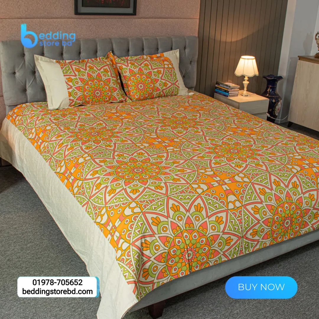 Heritage Harmony – Alpana Print Bedsheet – Orange