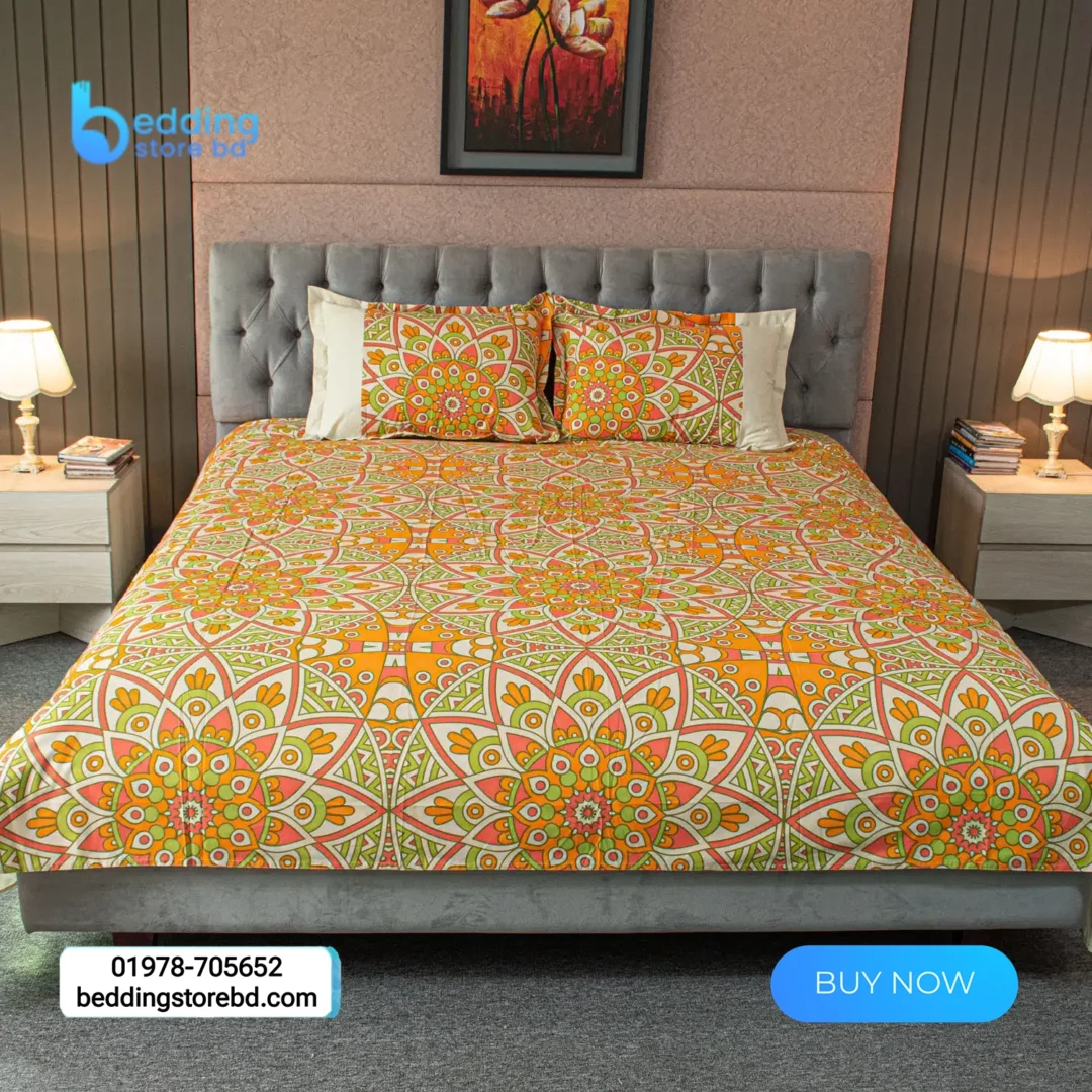 Heritage Harmony – Alpana Print Bedsheet – Orange (3)