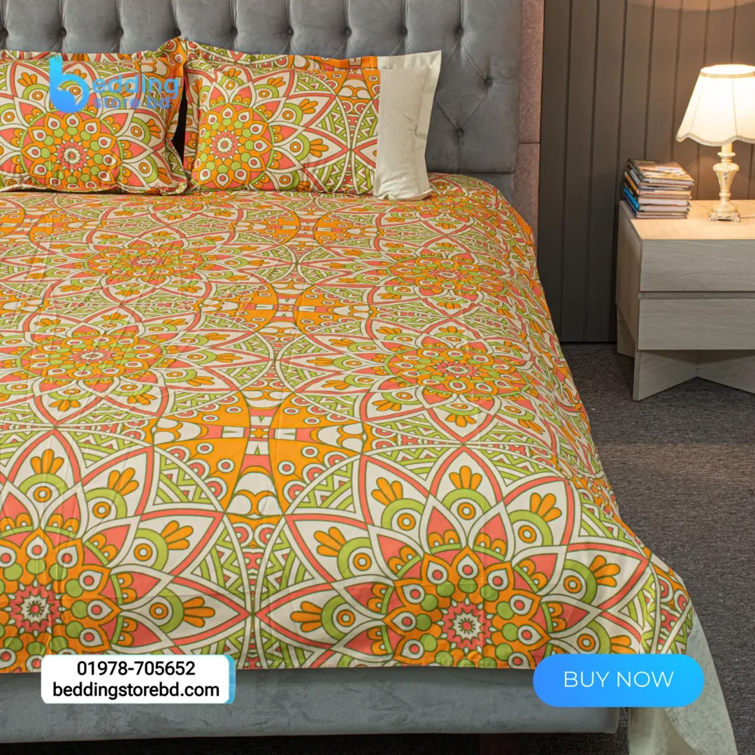 Heritage Harmony – Alpana Print Bedsheet – Orange (4)