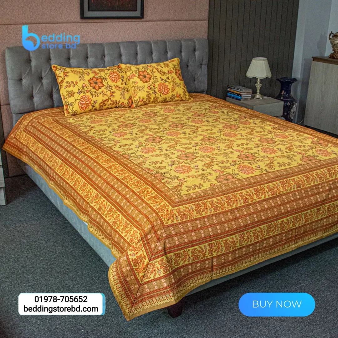 Yellow Screen Print Bed Sheet