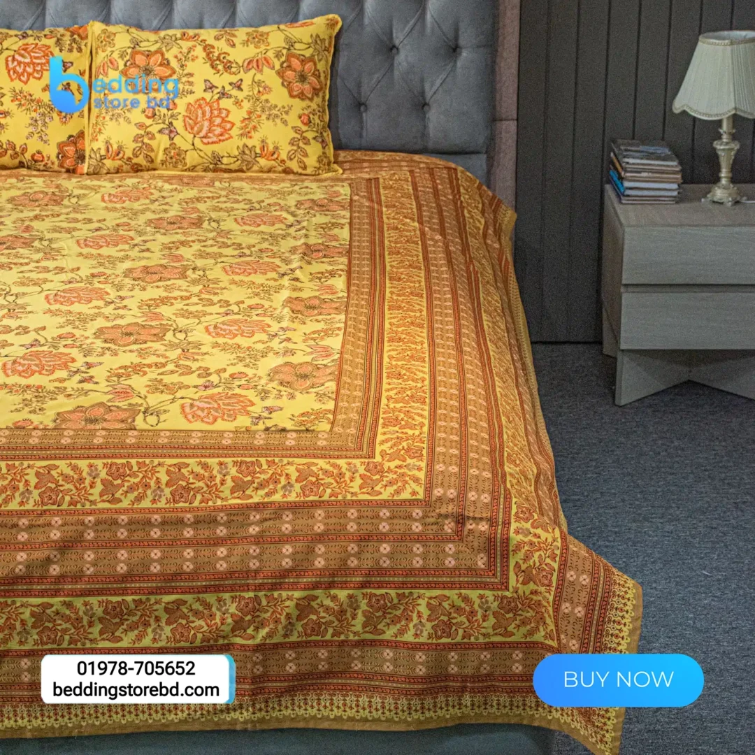 Yellow Screen Print Bed Sheet (4)