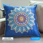 Elegant Blue Dhupian Cushion Cover with Embroidery