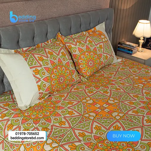 Heritage Harmony – Alpana Print Bedsheet – Orange