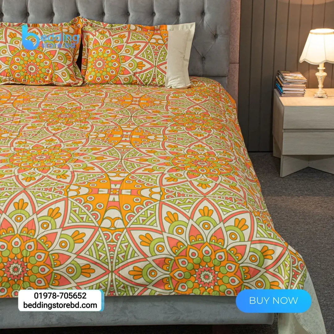 Heritage Harmony – Alpana Print Bedsheet – Orange