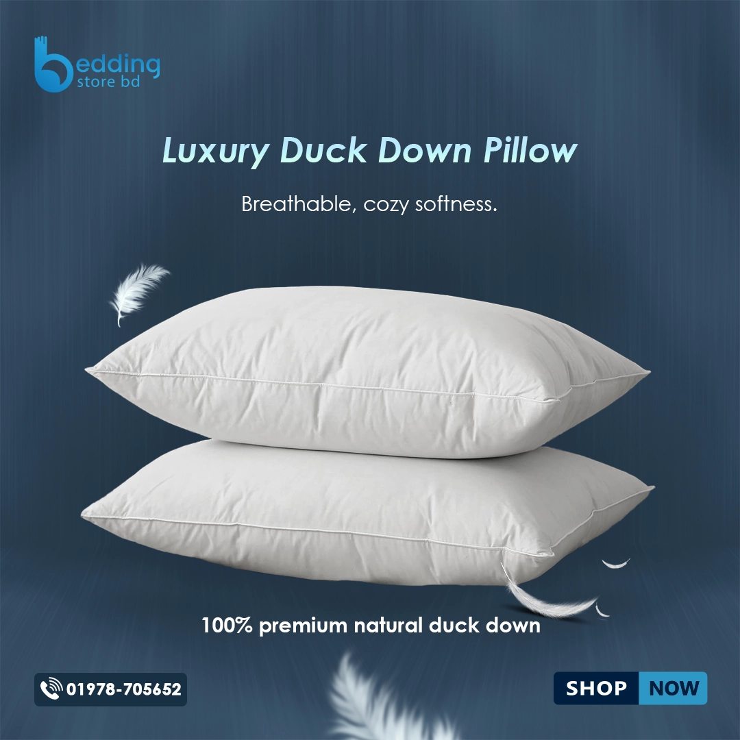 Luxury Duck Down Feather Pillow with premium softness and elegant design – ideal for restful, high-comfort sleep.