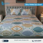 Olive Printed Bed Sheet – Premium Soft Cotton | Bedding Store BD