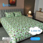 China Rose Print Bed Sheet – Green