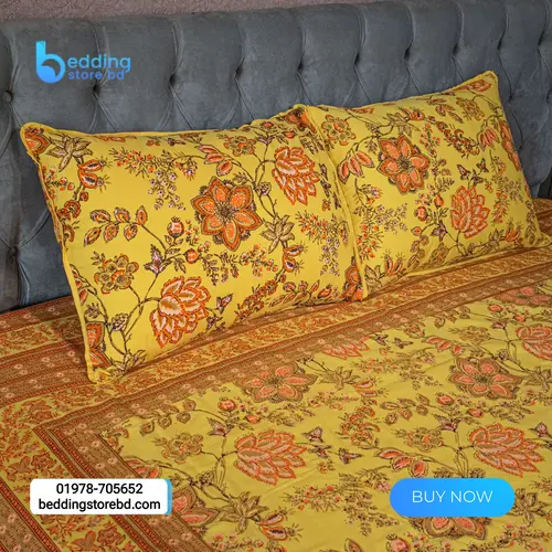 Yellow Screen Print Bed Sheet