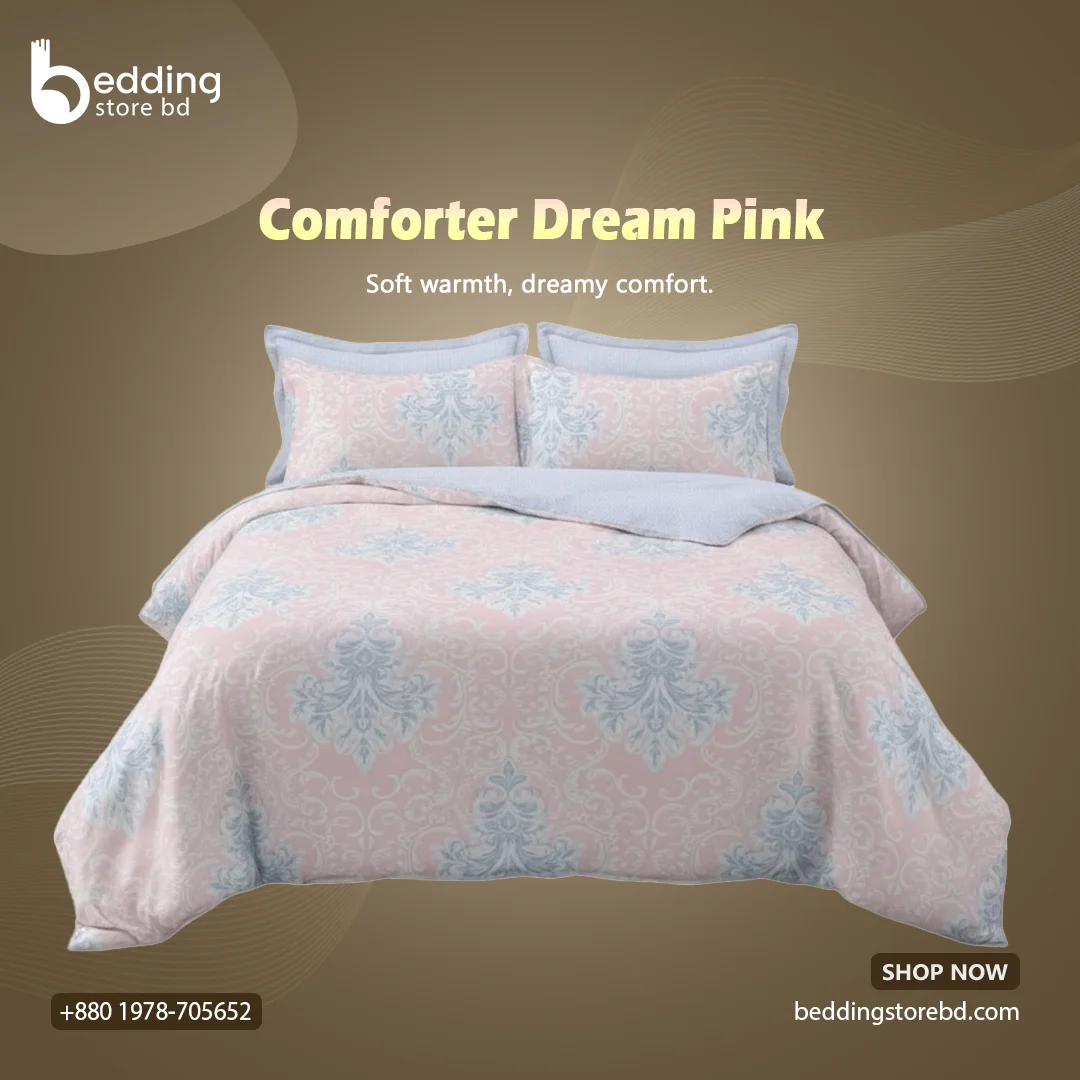 Comforter Dream Pink with soft cotton fabric and stylish quilting patterns spread on bed