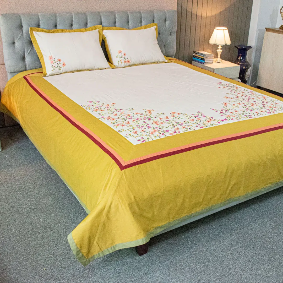 Yellow Dream Embroidery Bed Sheet