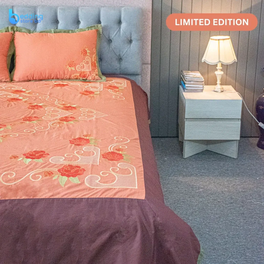 Orange Sunrise Embroidery Bed Sheet2