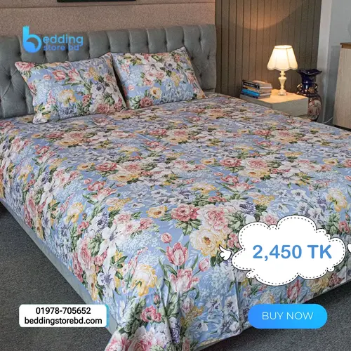 Monsoon Blooms Bedsheet Heather Blue