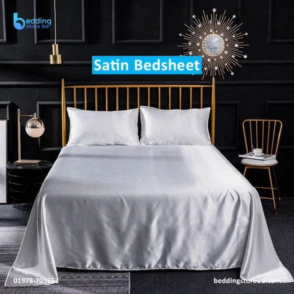 Ash Satin Bedsheet 3Pec