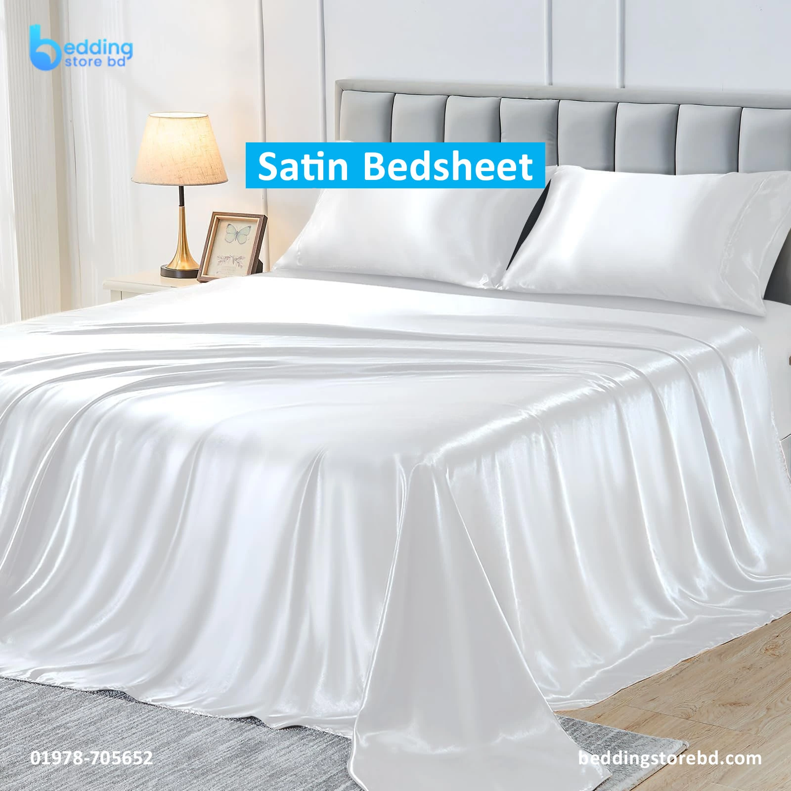 White Satin Bedsheet 3Pec