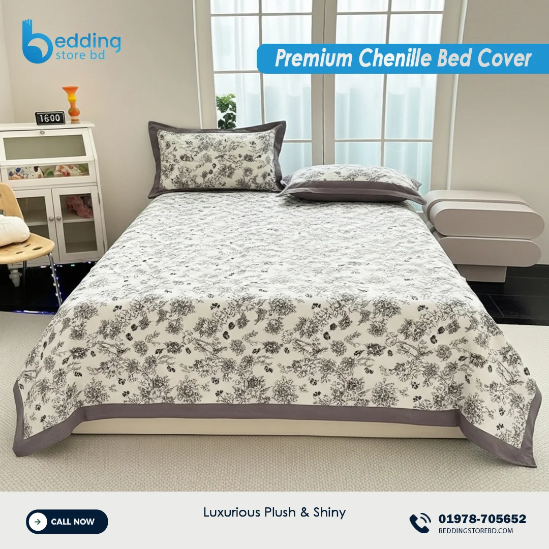 Premium Chenille Bed Cover – Luxurious Plush & Shiny | Bedding Store BD