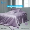 Tencel sateen bed sheet set dressed on mattress for luxurious bedroom look
