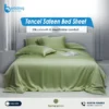 Luxury Tencel sateen bed sheet set in Spring Green with silky smooth texture