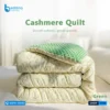 Soft and luxury cashmere quilt in bedroom setup for winter warmth