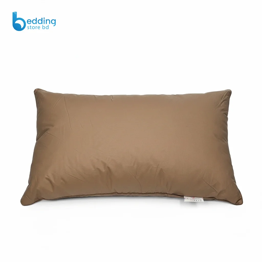 Premium goose down pillow in a rich warm brown cotton cover