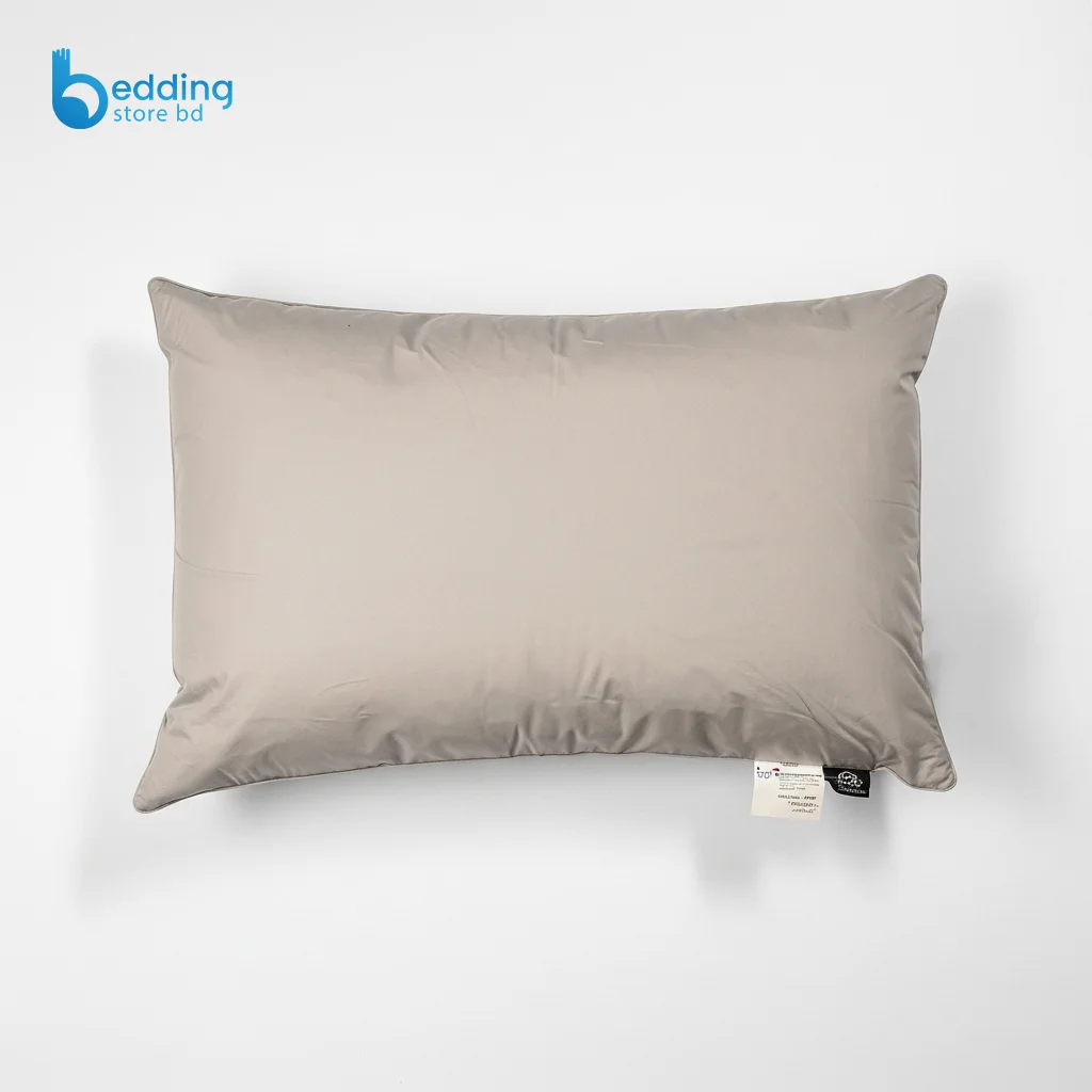 Premium light grey or taupe goose down pillow designed for side and back sleepers with a plush loft.