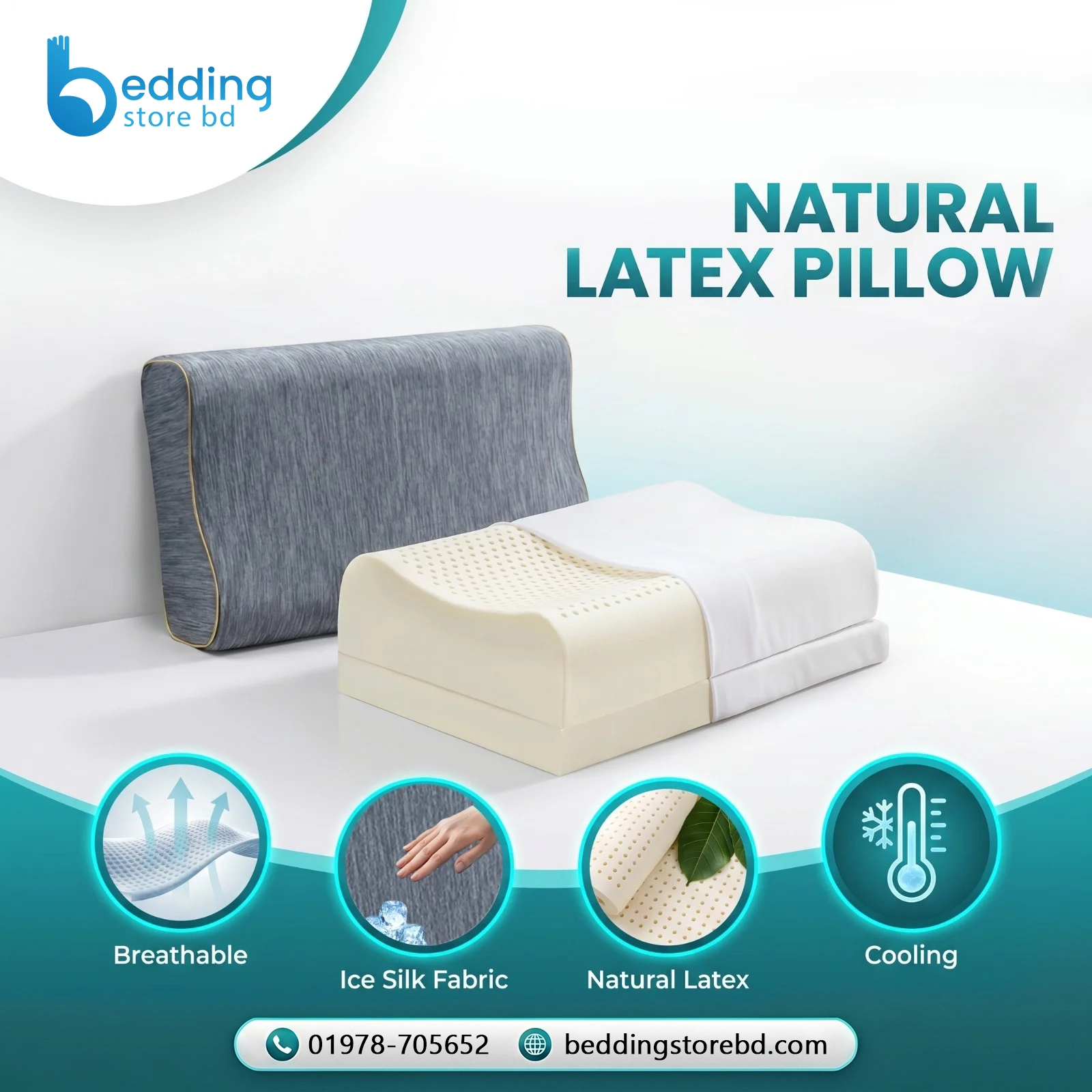 Natural Latex Contour Pillow | High Neck Support & Cervical Alignment