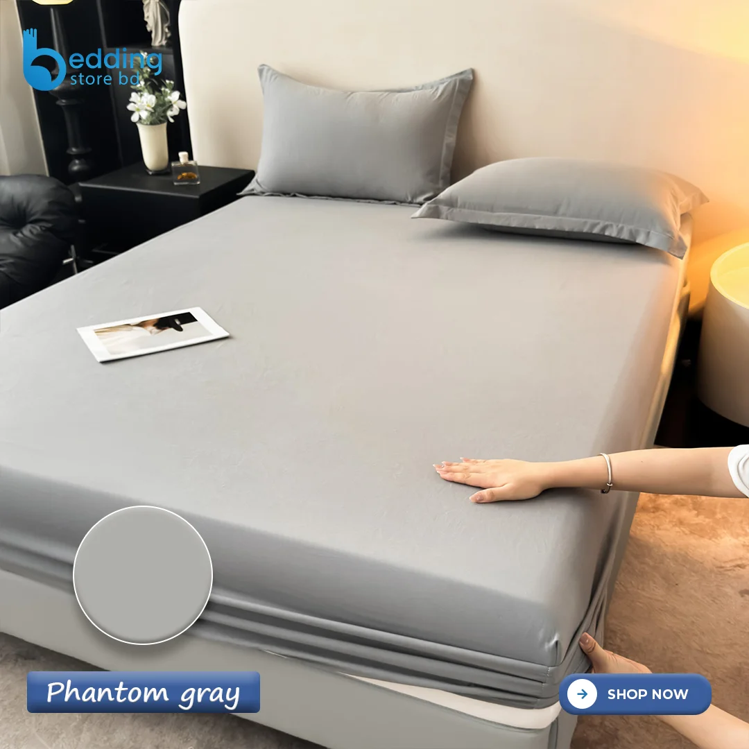 Premium Soft Cotton Fitted Bed Sheet - Phantom Gray