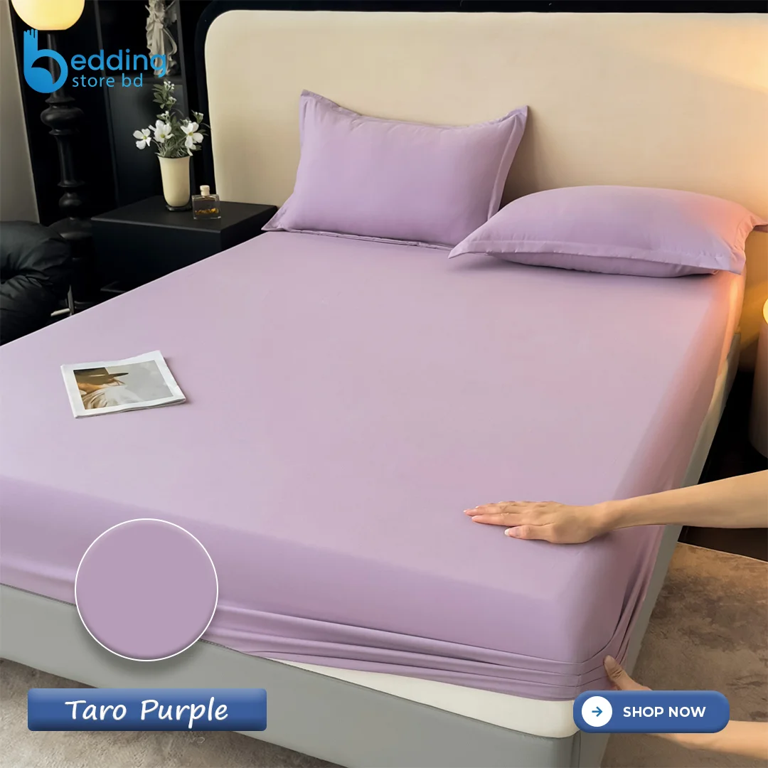 Premium Soft Cotton Fitted Bed Sheet - Taro Purple