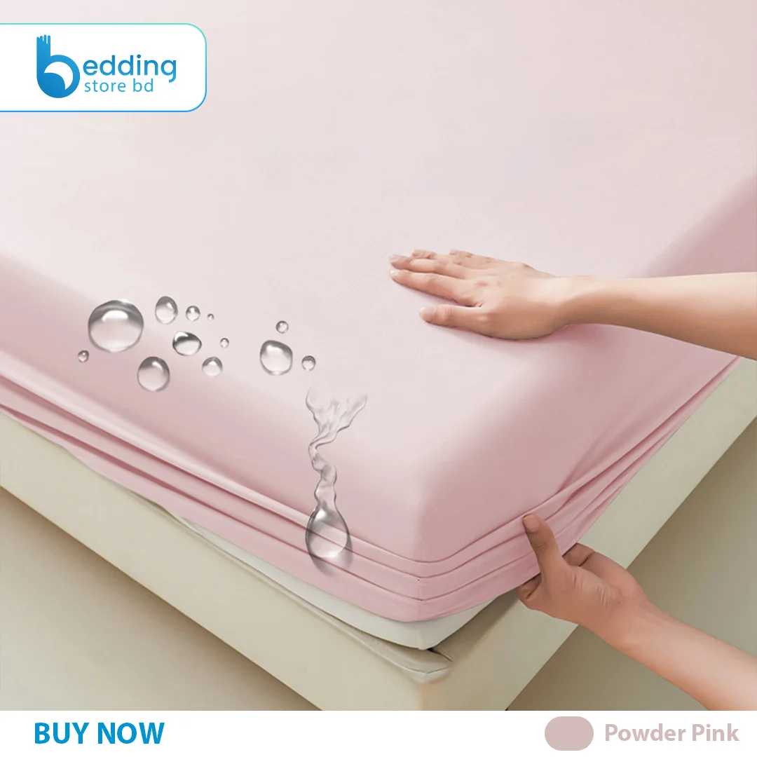 Imported Waterproof Fitted Sheet - Powder Pink