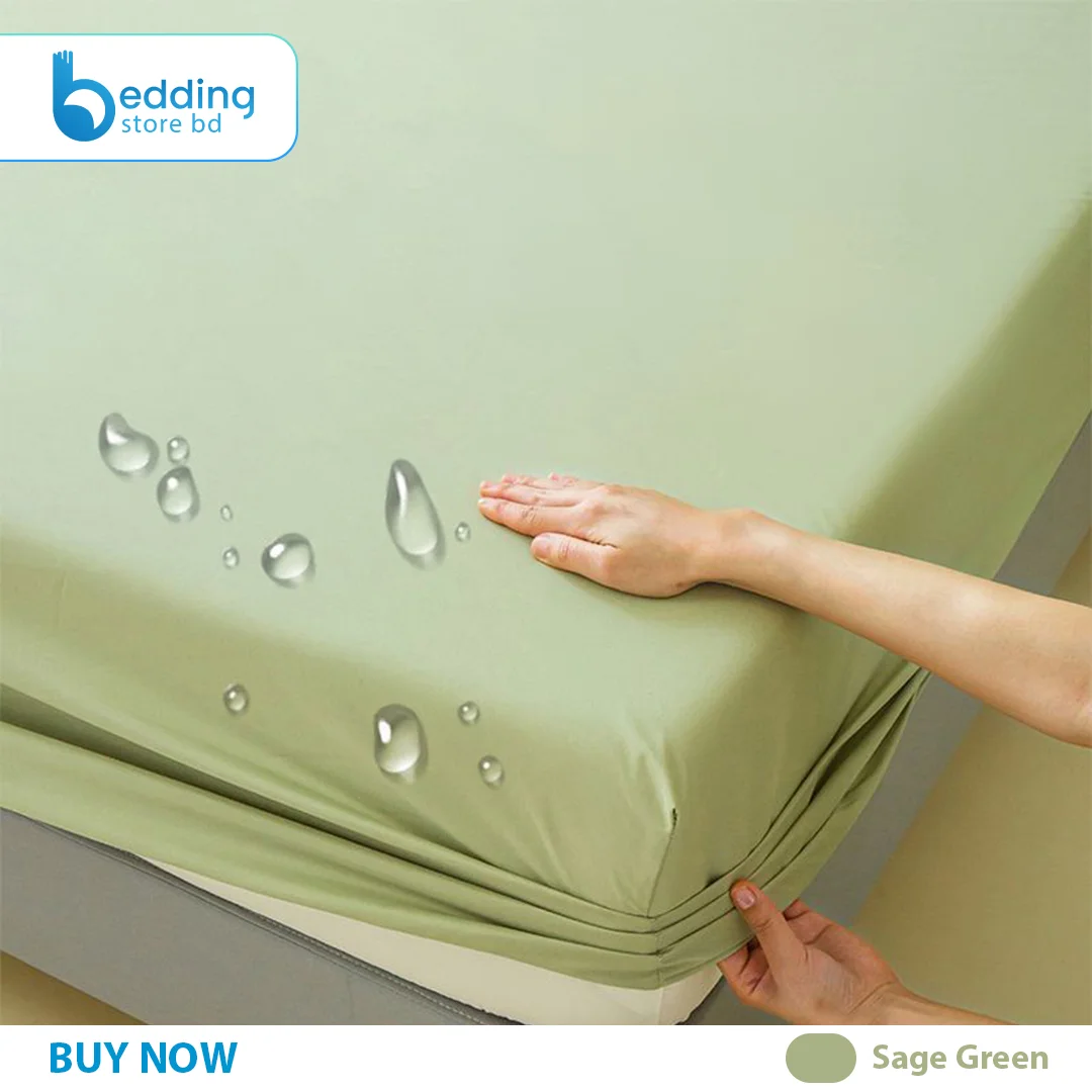 Imported Waterproof Fitted Sheet - Sage Green