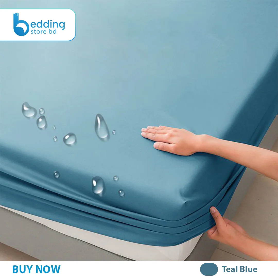 Imported Waterproof Fitted Sheet - Teal Blue